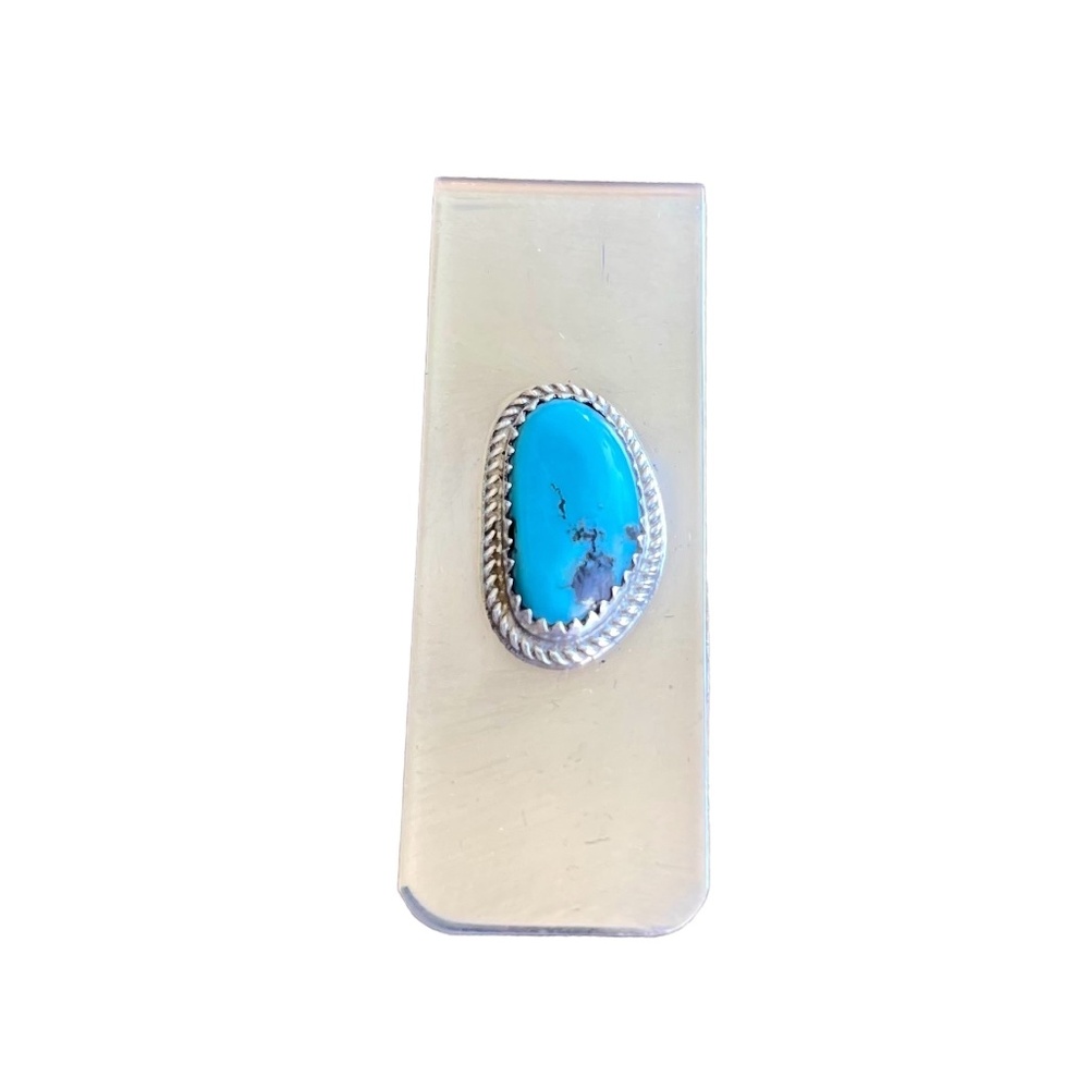 New - Turquoise Money Clip by Navajo artist Sally Arviso